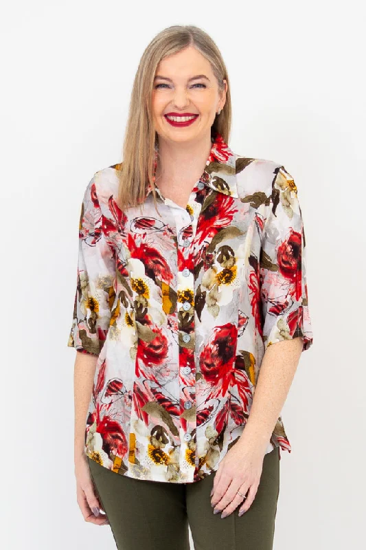 Lorine Blouse, Floral Youth, Linen Bamboo