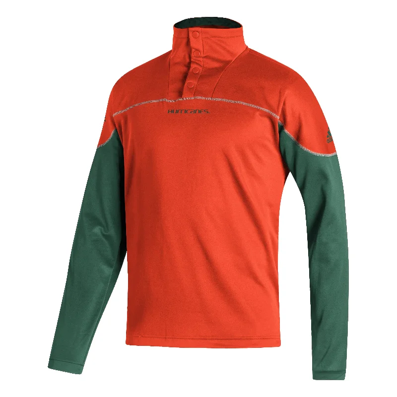 Miami Hurricanes adidas Knit Quarter-Snap Jacket - Orange