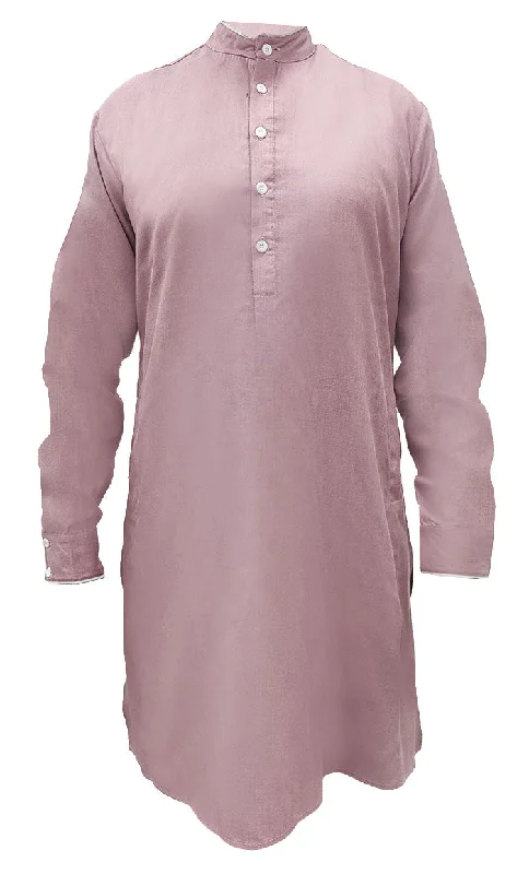 Men's Everyday wear Chambray Dusty Pink Kurta With Pockets