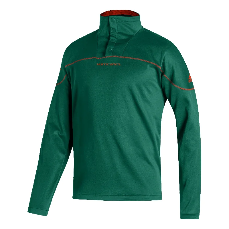 Miami Hurricanes adidas Only the Best 1/4 Snap L/S Jacket - Green