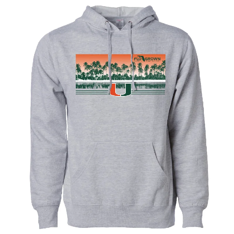 Miami Hurricanes FloGrown Palm Row Fleece Hoodie - Grey