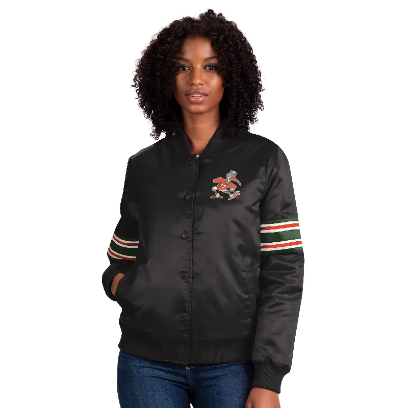 Miami Hurricanes Women's Satin Starter Jacket - Black