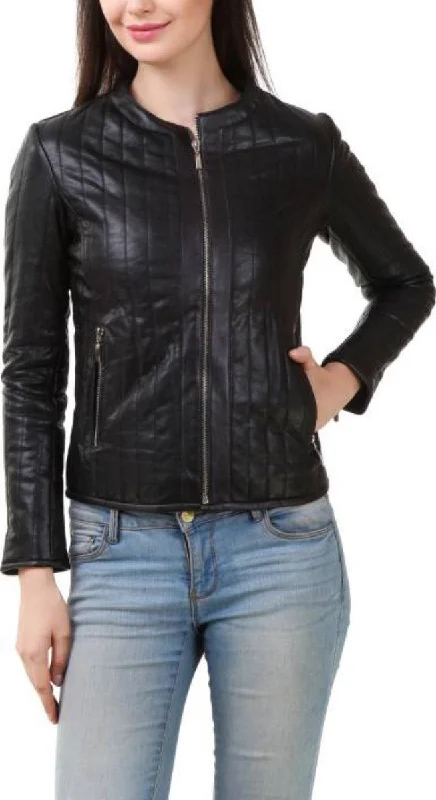 Koza Leathers Women's Real Lambskin Leather Bomber Jacket KW403