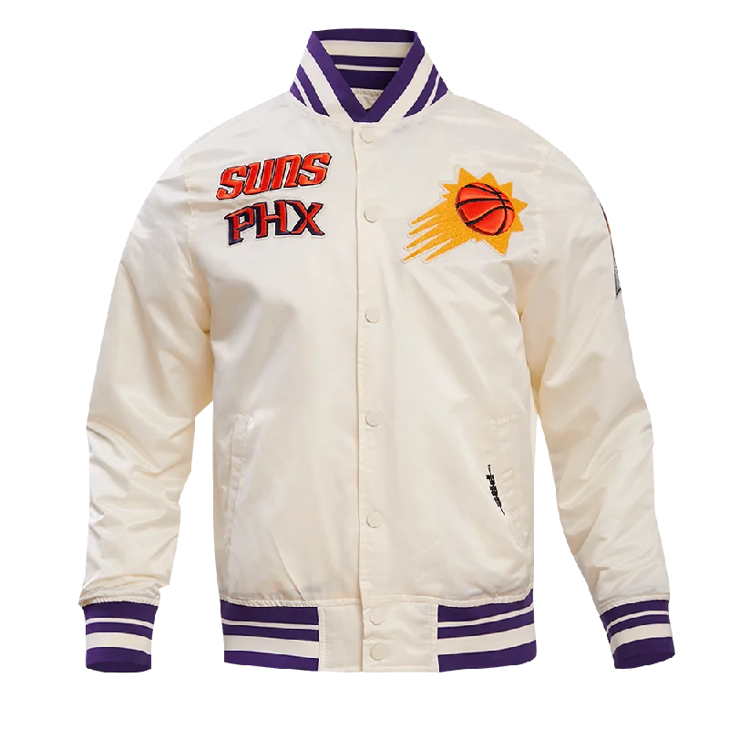 NBA PHOENIX SUNS RETRO CLASSIC MEN'S RIB SATIN JACKET (EGGSHELL/ PURPLE)