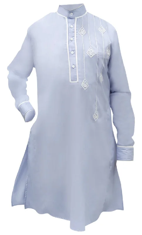 Men's Everyday wear Blue Embroidered Kurta With Pockets