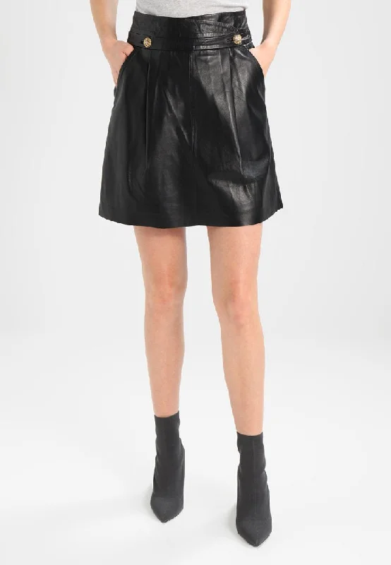 Women Real Lambskin Leather Slim Fit Skirt WS095