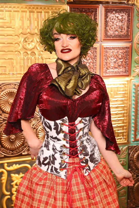 Torian Corset In Silvery Flocked Floral -  Day 8  "12 Days of Christmas" 2024