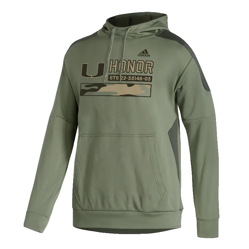 Miami Hurricanes adidas Military Appreciation Hoodie - Olive Green