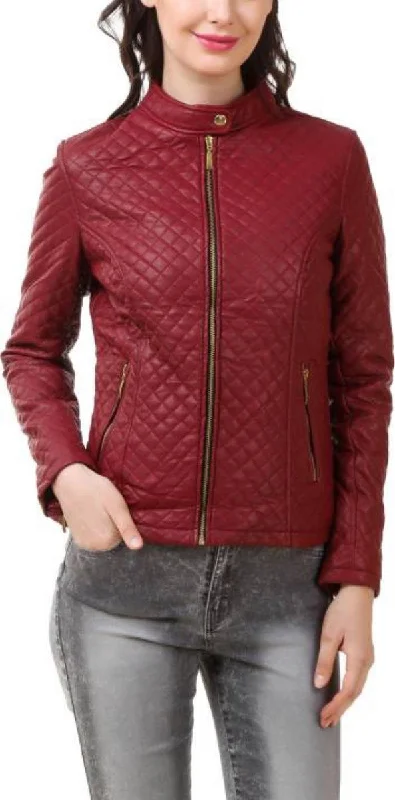 Koza Leathers Women's Real Lambskin Leather Bomber Jacket KW384