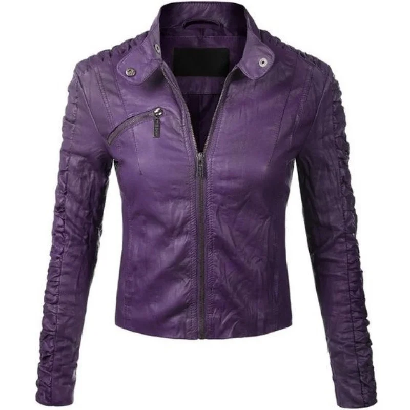 Koza Leathers Women's Real Lambskin Leather Bomber Jacket KW342