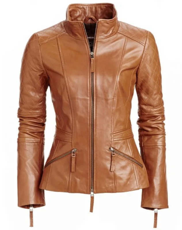 Koza Leathers Women's Real Lambskin Leather Bomber Jacket KW305