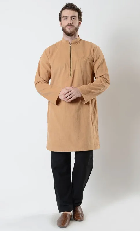 Mens Zipper CottonTunic with side pockets