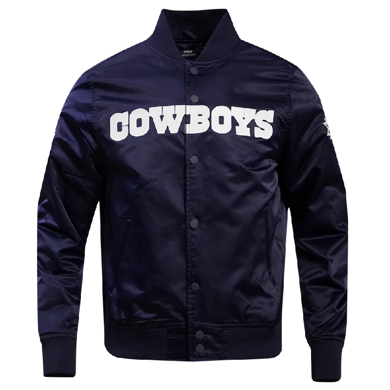 NFL DALLAS COWBOYS BIG LOGO MEN'S SATIN JACKET (MIDNIGHT NAVY)