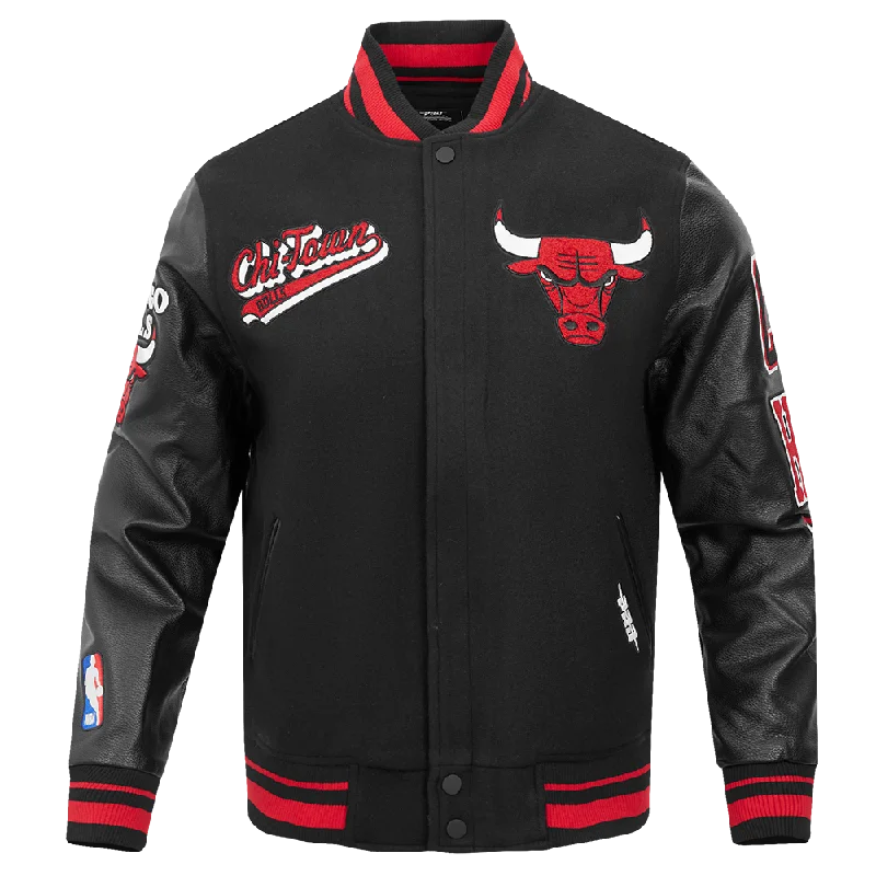 NBA CHICAGO BULLS SCRIPT TAIL MEN'S RIB WOOL VARSITY (BLACK/RED/BLACK)