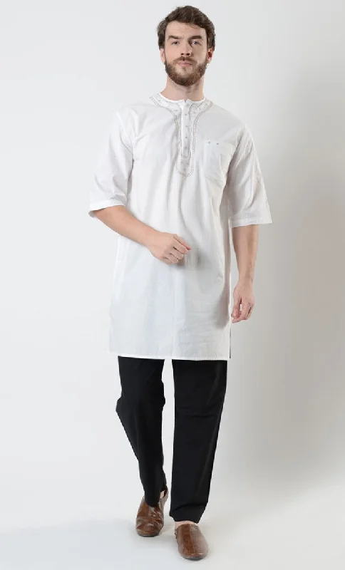 Mens Embroidered Short Sleeve Tunic