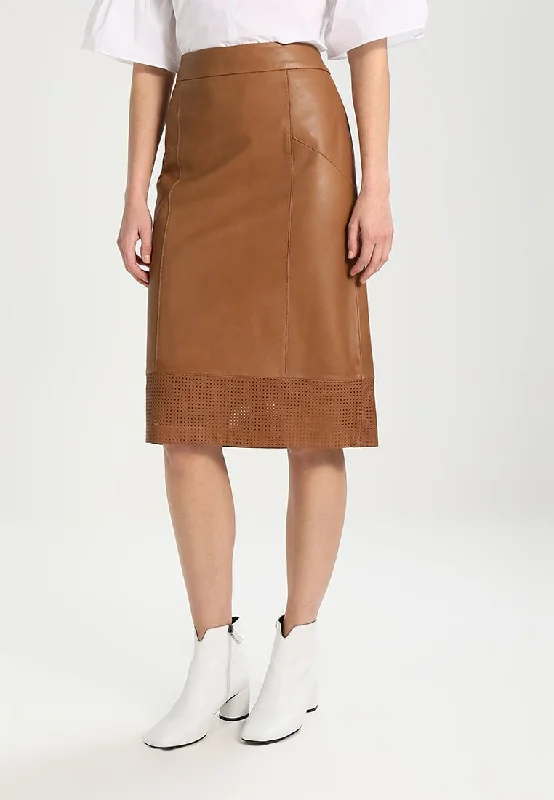 Women Real Lambskin Leather Slim Fit Skirt WS098