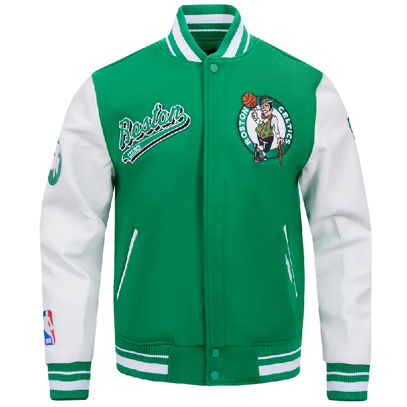 NBA BOSTON CELTICS SCRIPT TAIL MEN'S RIB WOOL VARSITY (KELLY GREEN/ WHITE)