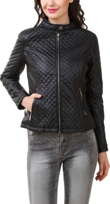 Koza Leathers Women's Real Lambskin Leather Bomber Jacket KW385