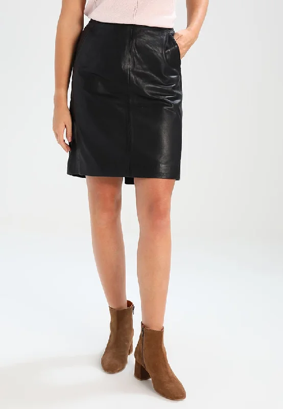 Women Real Lambskin Leather Mini Skirt WS107