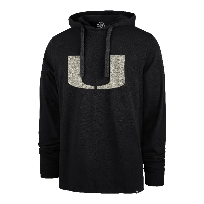 Miami Hurricanes 47 Brand Distressed U Flint Hoodie - Charcoal Black