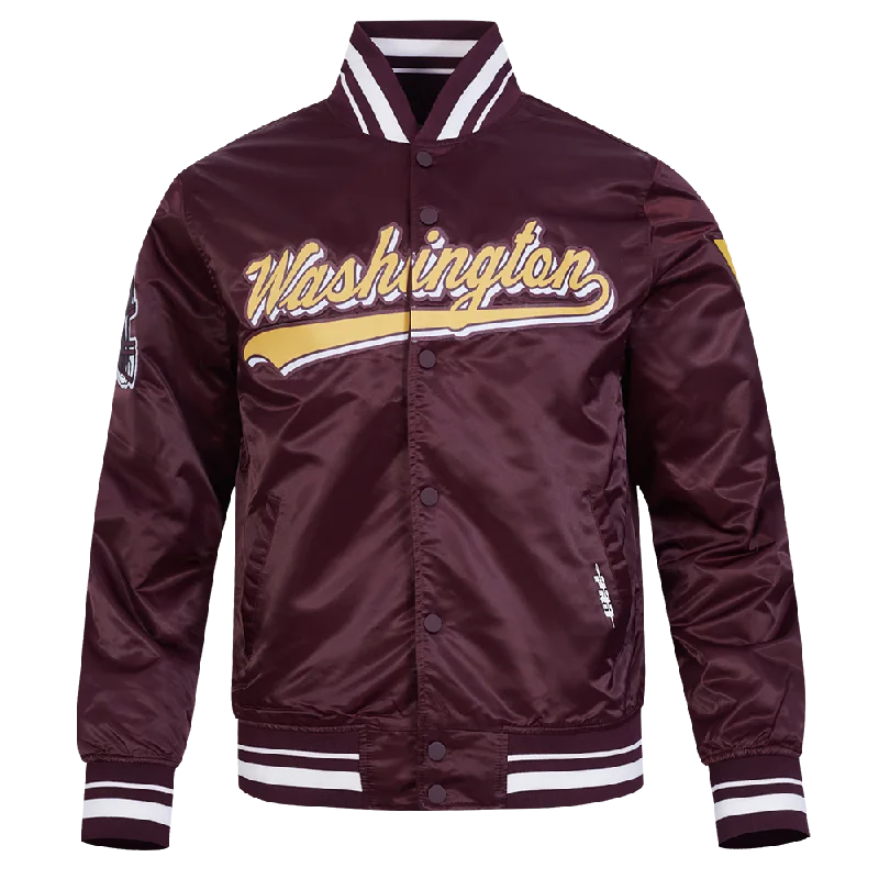 NFL WASHINGTON COMMANDERS SCRIPT TAIL MEN'S SATIN JACKET (WINE)