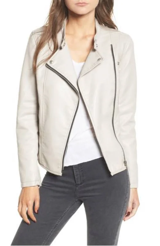 Women Real Lambskin Leather Biker Jacket KW323