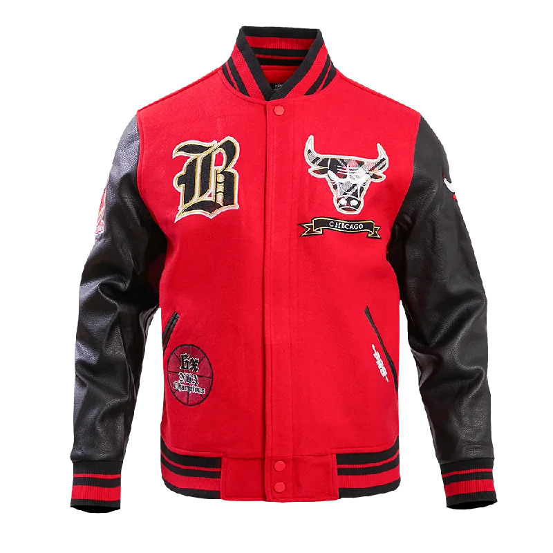 NBA CHICAGO BULLS PRO PREP MEN'S WOOL VARSITY JACKET (RED/BLACK)