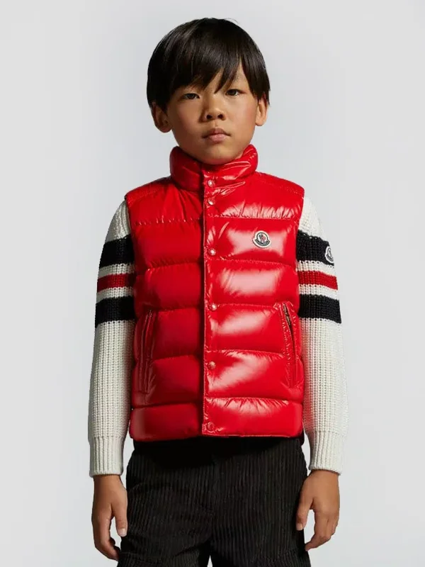 Fashion Pioneer Moncler Enfant Boys Down Padded Tib Gilet in Red