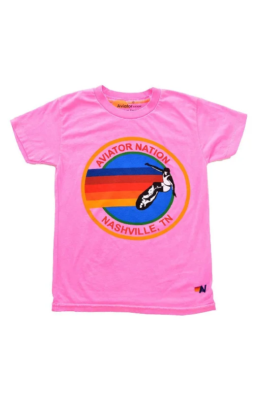 AVIATOR NATION NASHVILLE KIDS TEE - NEON PINK