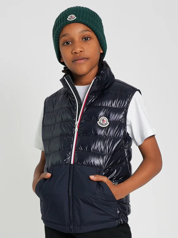 Versatile Itinerary Moncler Enfant Boys Down Padded Apatou Gilet in Navy