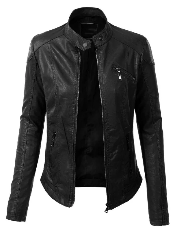 Koza Leathers Women's Real Lambskin Leather Bomber Jacket KW298