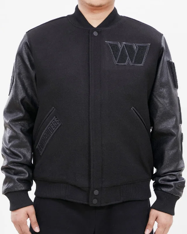 NFL WASHINGTON COMMANDERS TRIPLE BLACK WOOL MEN'S VARSITY JACKET (TRIPLE BLACK)