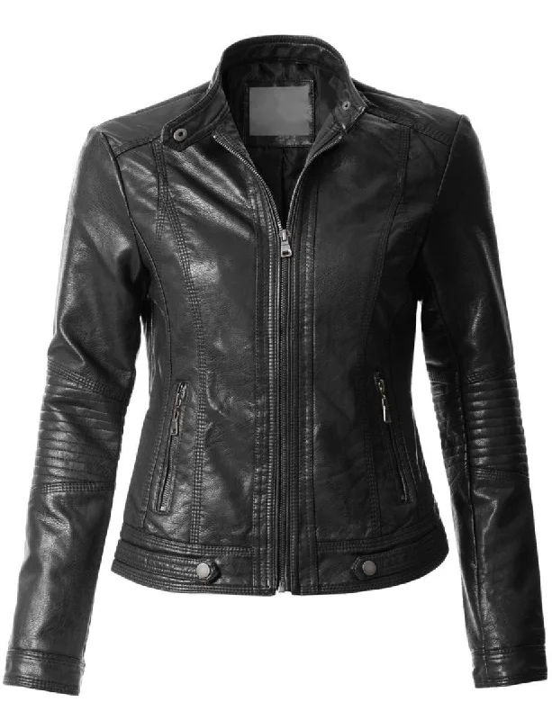 Koza Leathers Women's Real Lambskin Leather Bomber Jacket KW303