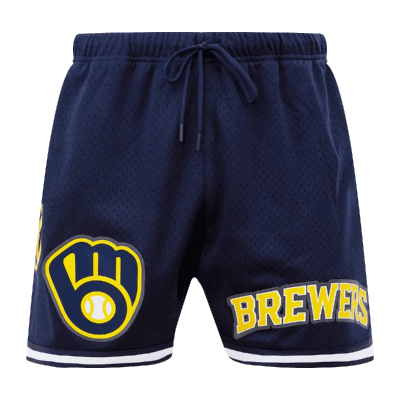 MLB MILWAUKEE BREWERS LOGO MEN'S MESH SHORT (MIDNIGHT NAVY)