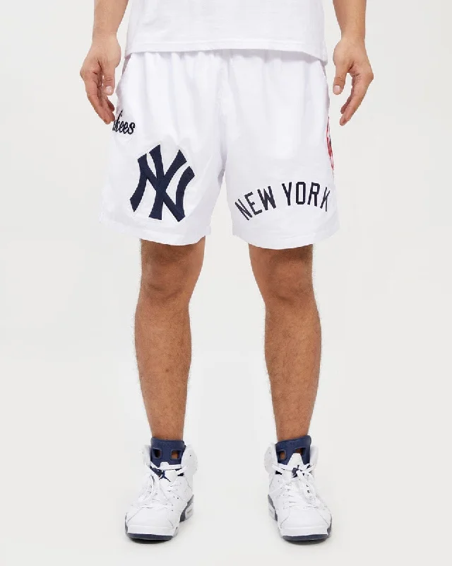 MLB NEW YORK YANKEES LOCK UP TEAM LOGO MEN'S WOVEN SHORT (WHITE)