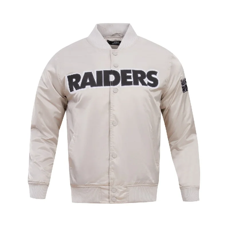 NFL LAS VEGAS RAIDERS BIG LOGO MEN'S SATIN JACKET (SILVER)