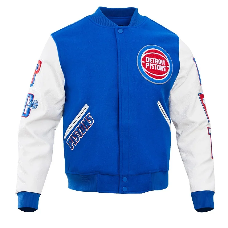 NBA DETROIT PISTONS CLASSIC WOOL MEN'S VARSITY JACKET (ROYAL/WHITE)