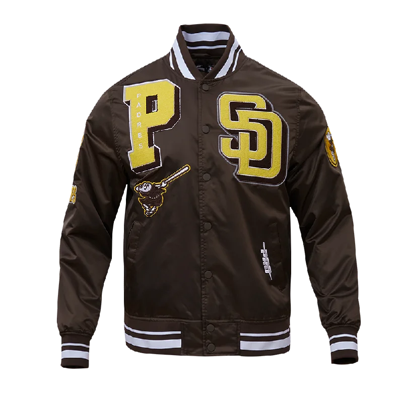 MLB SAN DIEGO PADRES MASHUP MEN'S RIB SATIN JACKET (BROWN)