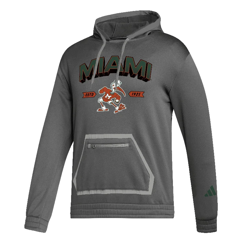 Miami Hurricanes adidas Mighty Mascot Team Hoodie - Grey