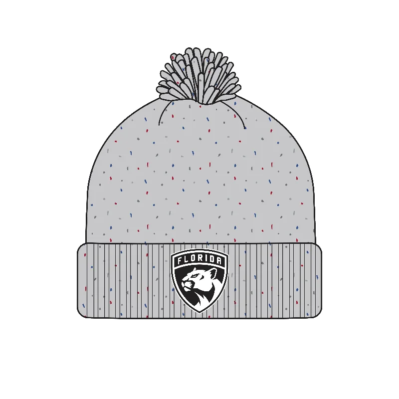 Florida Panthers adidas Cuffed Speckle Pom Pom Beanie - Grey