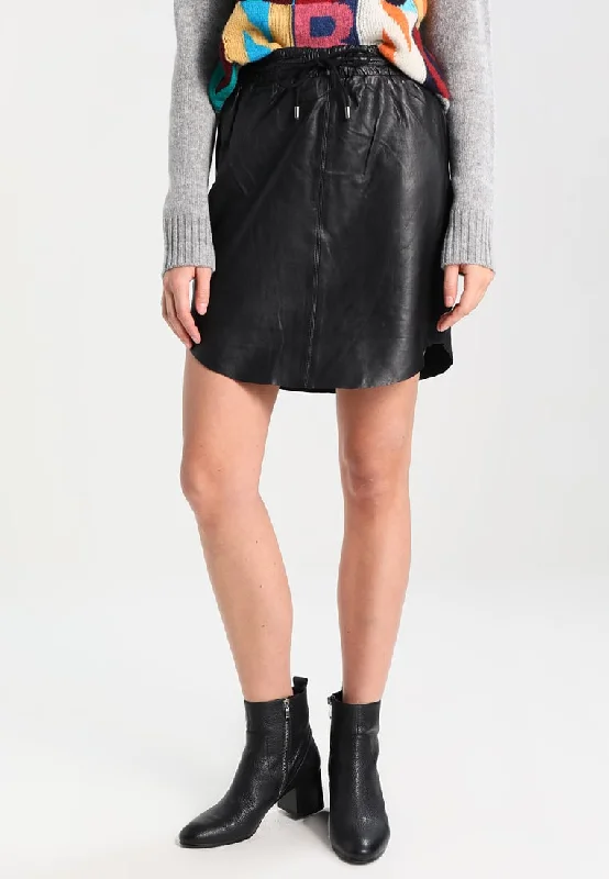 Women Real Lambskin Leather Slim Fit Skirt WS104