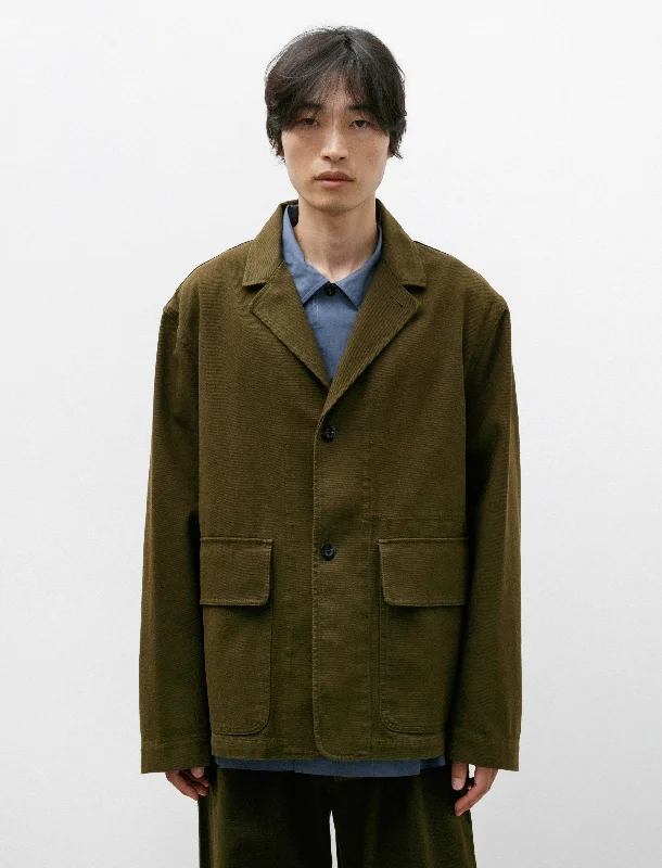 Simple Design MHL Flap Pocket Blazer Cotton Wool Drill Moss