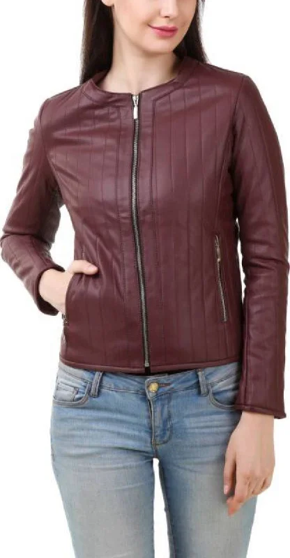 Koza Leathers Women's Real Lambskin Leather Bomber Jacket KW400