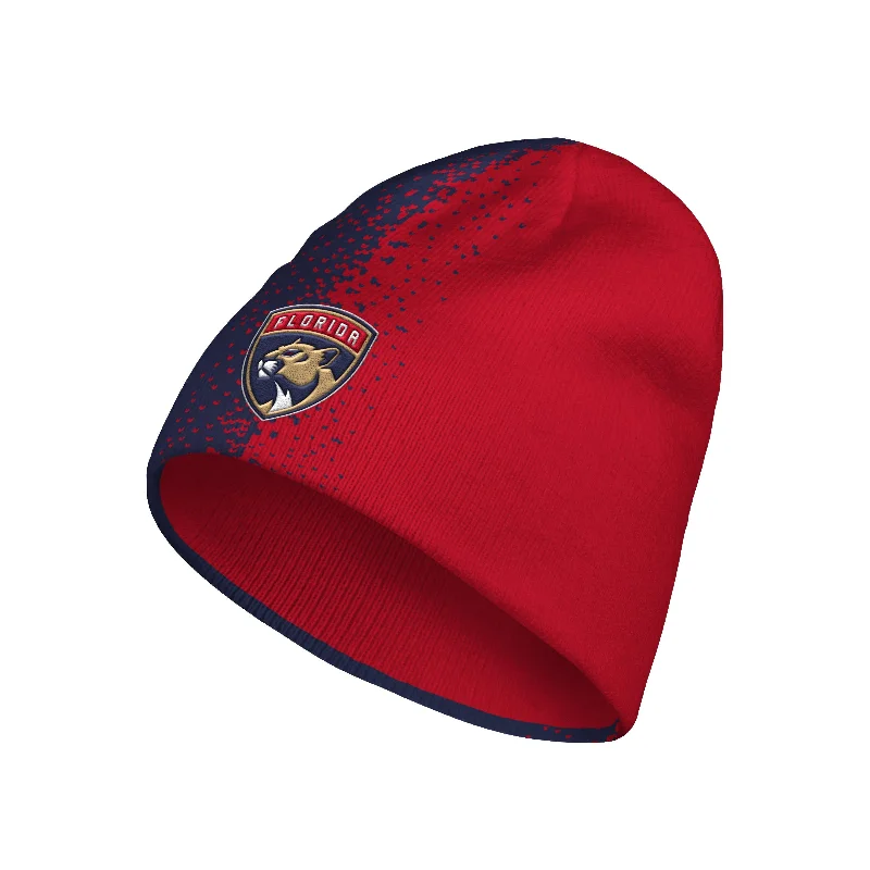 Florida Panthers adidas Half and Half Speckled Cuffless Beanie - Red/Blue