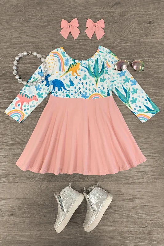 Blush Pink Dinosaur Dress