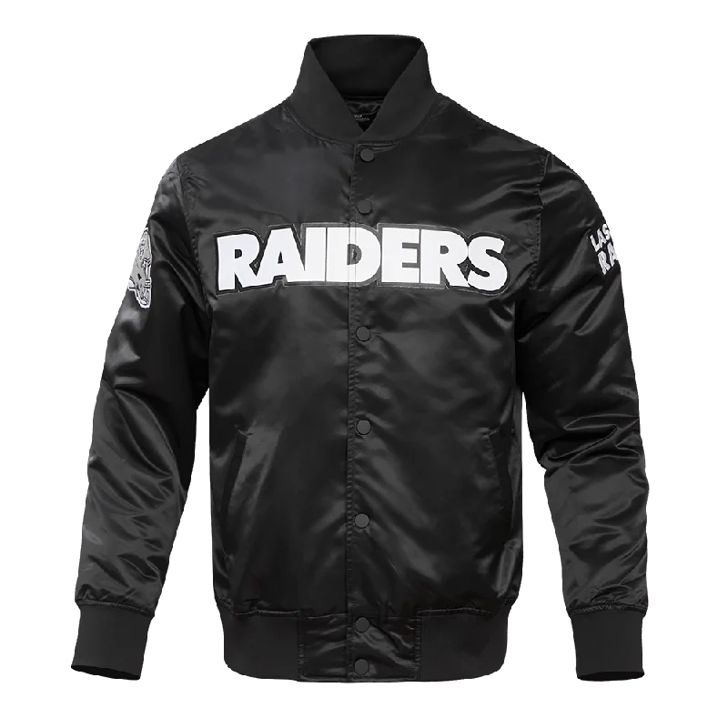 NFL LAS VEGAS RAIDERS BIG LOGO MEN'S SATIN JACKET (BLACK)