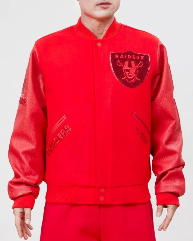 NFL LAS VEGAS RAIDERS CLASSIC TRIPLE RED WOOL MEN'S VARSITY JACKET (TRIPLE RED)