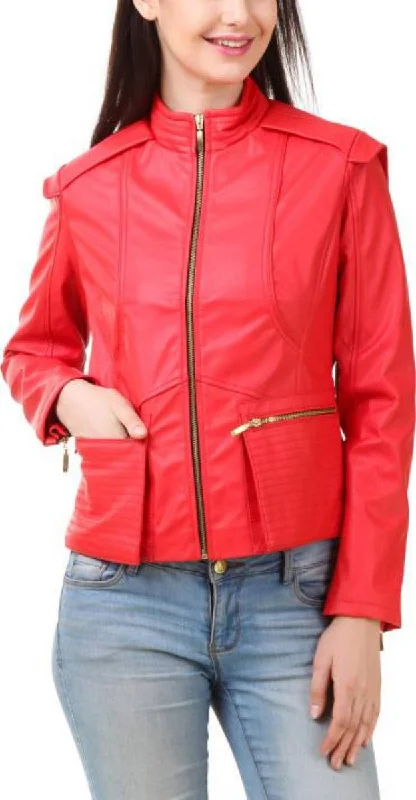 Koza Leathers Women's Real Lambskin Leather Bomber Jacket KW406