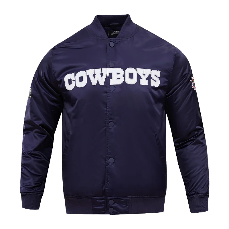 NFL DALLAS COWBOYS BIG LOGO MEN'S SATIN JACKET (MIDNIGHT NAVY)