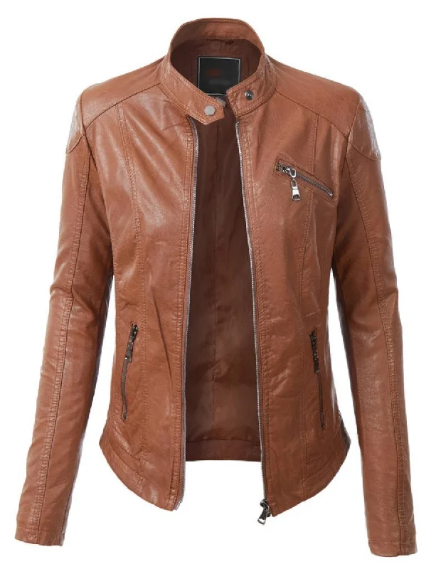 Koza Leathers Women's Real Lambskin Leather Bomber Jacket KW299